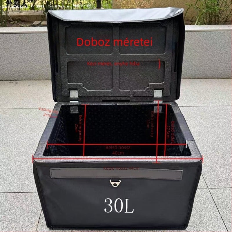 Vastagított hőszigetelt ételhordozó doboz büféstandhoz, habos EPP anyag, 18/30/43 L, autóba szerelhető hűtő