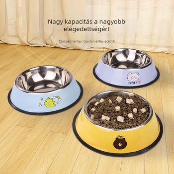 Rozsdamentes acélból készült etető- és itatál kutyáknak és macskáknak, csöpögés elleni, nagy méret