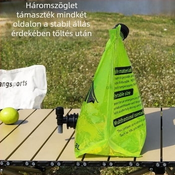 Kültéri 8 L-es nagy kapacitású, könnyű összecsukható víztartó táska csappal – ivóvízhez, gyümölcsléhez és italokhoz, hordozható kempinges víz tároló