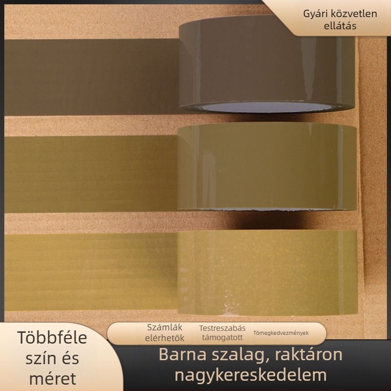 Barna csomagoló szalag, 4,8 cm széles, erős tapadás, hossz 66 m