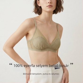 Tangge tavasz-nyár francia selyem háromszög kosárú melltartó, mulberry-selyem csipke, nyuszi-fül kosár, luxus