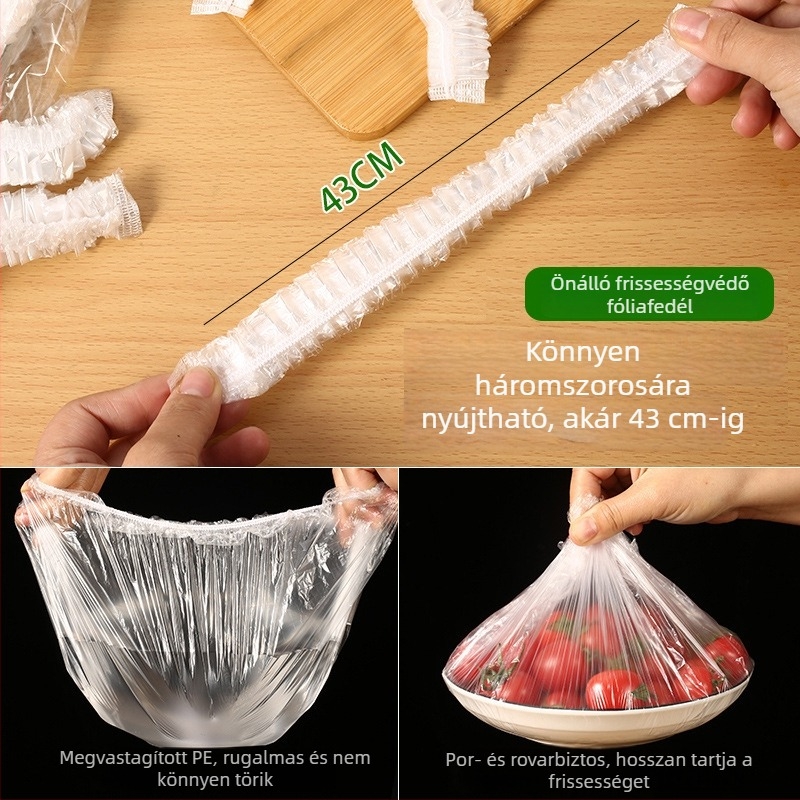 Egyszer használatos frissítő fóliás és edényfedő készlet élelmiszerek frissen tartására