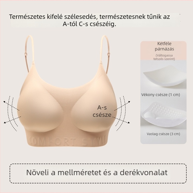 Push-up melltartó párnázott kosarakkal, kis mellekhez, kényelmes varrás nélküli női fehérnemű