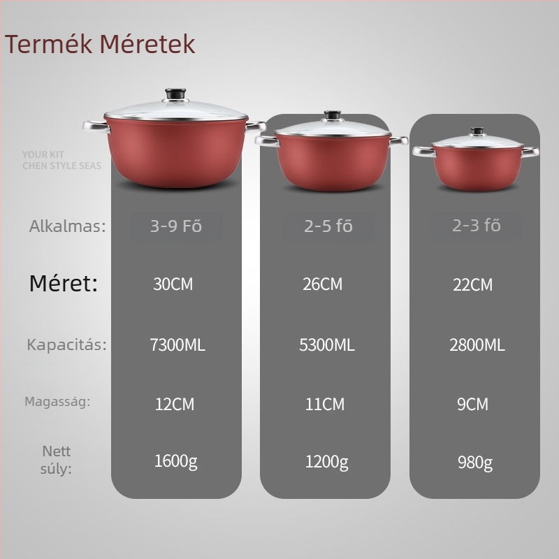 Két fogantyús Maifan kő leveses fazék, multifunkcionális háztartási gőzölő, vastagabb edény tapadásmentes, pörkölt és leves fedővel