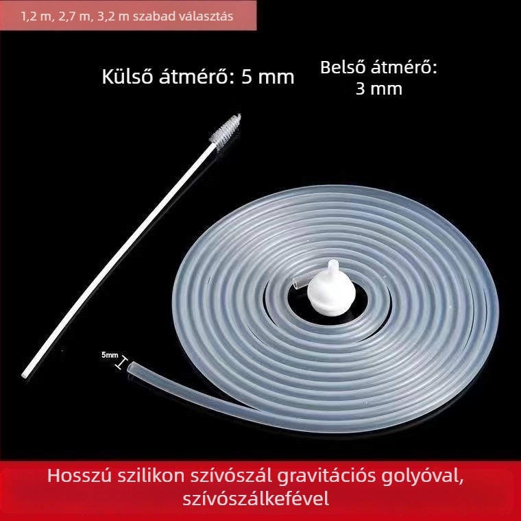 Hosszú szilikon szívócső széles szájú palackhoz, univerzális cserealkatrész, puha cső