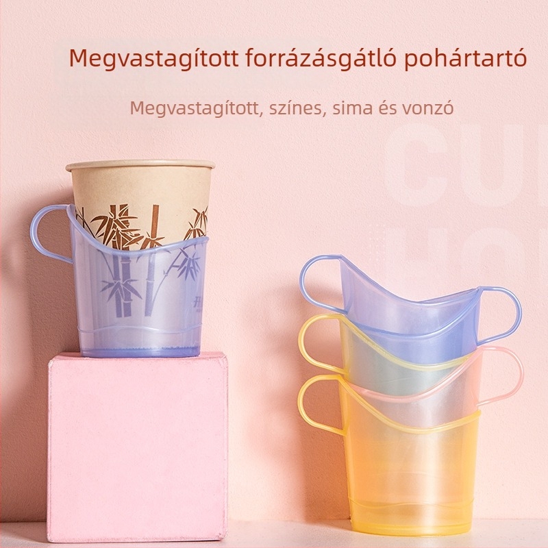 Megvastagított egyszer használatos papír pohár tartó, kemény műanyag teás alátét, hőszigetelő pohárállvány, átlátszó pohárállvány, környezetbarát