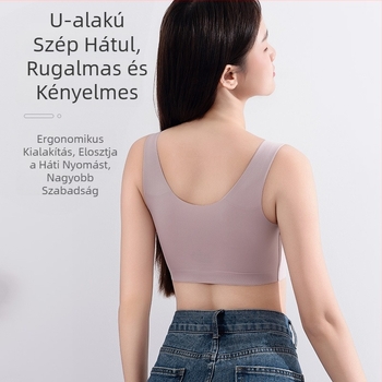 Guolian selyem varrat nélküli hátsó melltartó, U-formájú hátsó rész, vezeték nélküli, puha tartás, belső Mulberry selyem bélés és latex kupapárnák