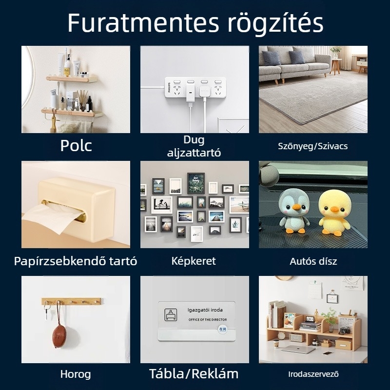Átlátszó hálós nano ragasztó, erős ragasztó, kétoldalas, akril alapú a falak és járművek rögzítéséhez