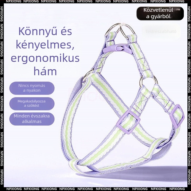 H-formájú hám és póráz kis testű kutyák számára, kültéri sétákhoz; kompatibilis Pomerániai, Bichon Frisé és Toy Poodle kölyökkutyákkal