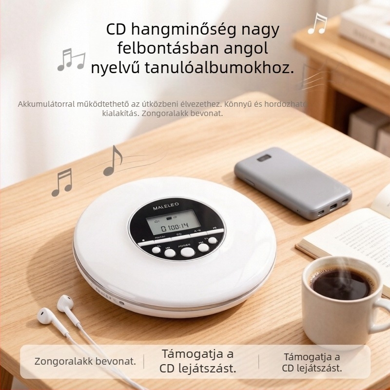 KC-706 Hordozható CD lejátszó Bluetooth-készülékkel, MP3-mal és angol nyelvi ismétlő funkcióval