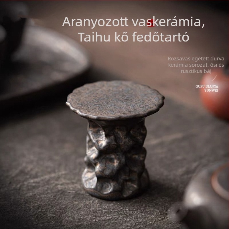 Taihu kőből készült fedő tartó teáskannához — kerámia tea ceremóniás kiegészítő