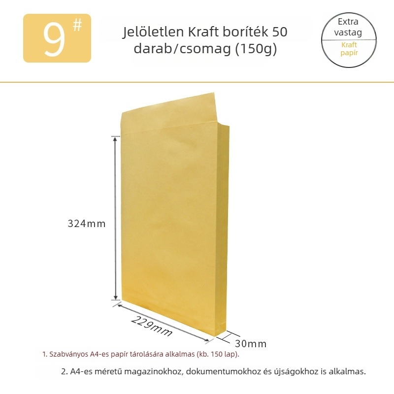 Dragon Peak Sárga No.9 A4 Vast Kraft Papír Boríték-Dosszié Személyre szabott Nyomtatással