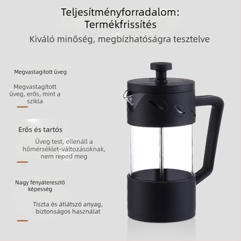 Yi Xing Hőálló boroszilikát tea-készítő magas fedéllel és rozsdamentes acél nyomásos francia press kávéfőző