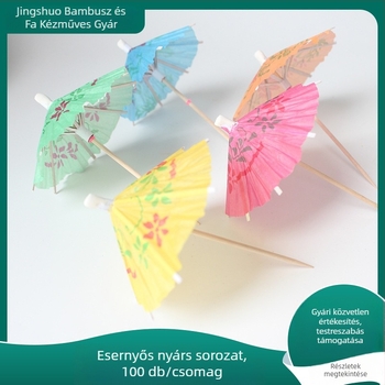 Egyszer használatos bambusz nyárs ernyő formájú, 100 db/csomag, gyümölcsök és koktélokhoz, 2 mm vastagság, több méret