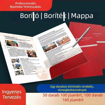A4-es fájlmappa borítóval és pecséttel, testre szabható papírmappa brosúrákhoz