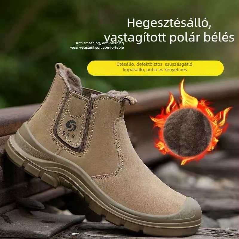Férfi munkavédelmi cipő hegesztéshez, szilárd talppal, műanyag-acélsarokkal, ütésálló, áthatolás elleni, csúszásmentes, könnyű