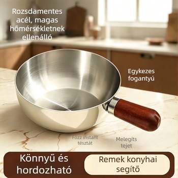 Rozsdamentes acél tejfazék egy személyre, bevonat nélküli, kompakt főzőedény indukciós főzőlaphoz
