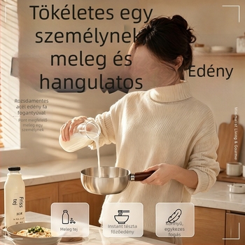 Rozsdamentes acél tejfazék egy személyre, bevonat nélküli, kompakt főzőedény indukciós főzőlaphoz