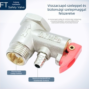 Sárgaréz szeleptest, 125 g, Midea elektromos bojlerhez — biztonsági szelep, visszafolyás-szelep és nyomáscsökkentő szelep