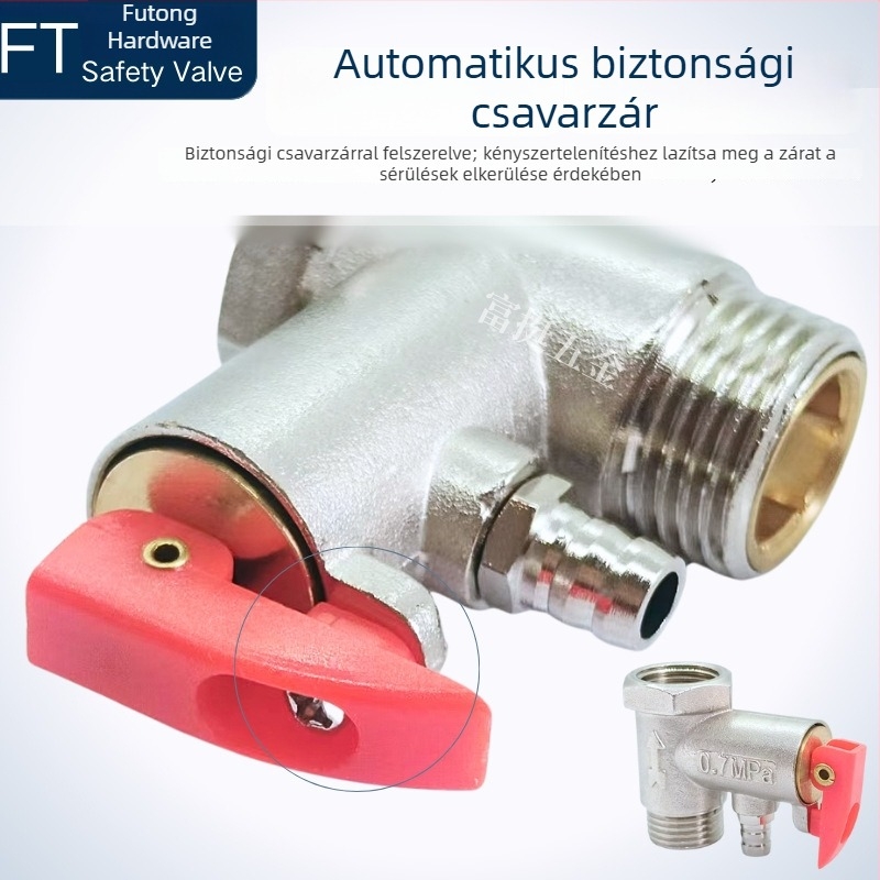 Sárgaréz szeleptest, 125 g, Midea elektromos bojlerhez — biztonsági szelep, visszafolyás-szelep és nyomáscsökkentő szelep