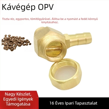 Kávéfőzőhöz tervezett túlnyomás elleni biztonsági szelep – nyomáscsökkentő szelep, réz színű, egyportos tömítés