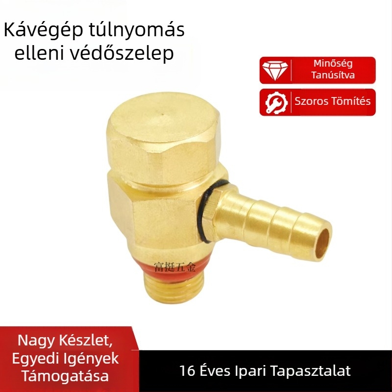 Kávéfőzőhöz tervezett túlnyomás elleni biztonsági szelep – nyomáscsökkentő szelep, réz színű, egyportos tömítés