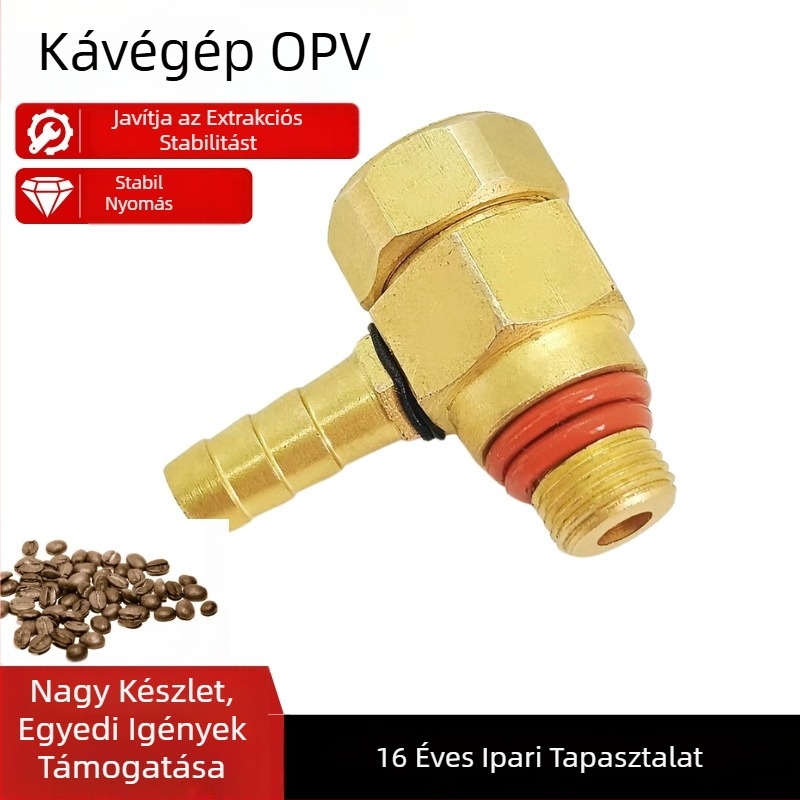 Kávéfőzőhöz tervezett túlnyomás elleni biztonsági szelep – nyomáscsökkentő szelep, réz színű, egyportos tömítés
