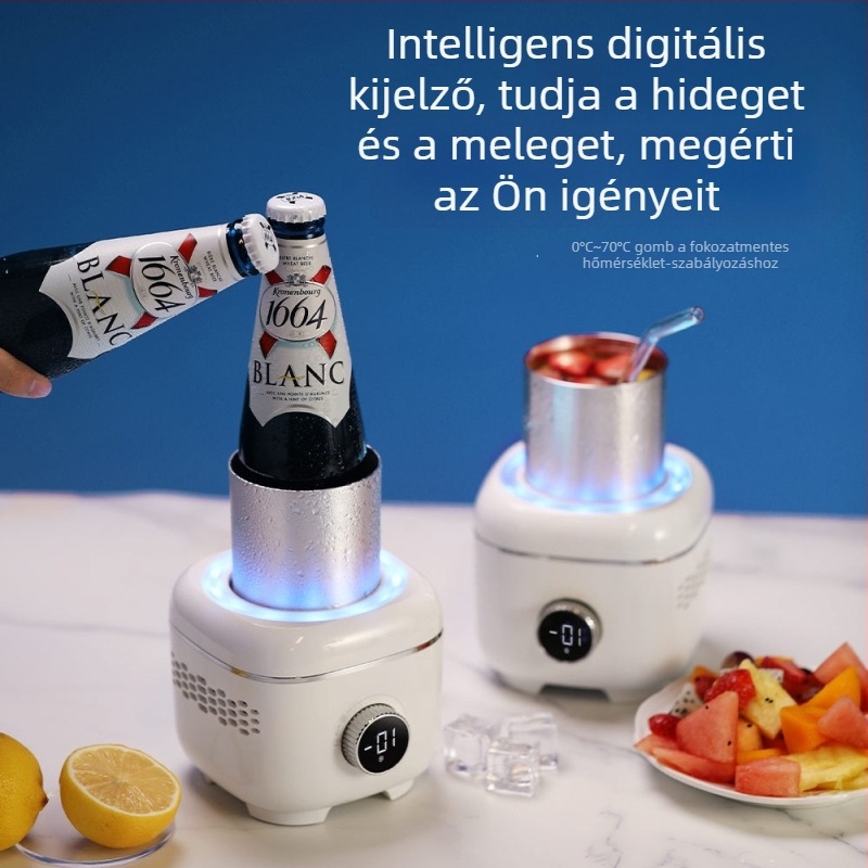 Kompakt LCD-kijelzős jégkészítő italokhoz — gyors hűtés, mini asztali készülék kollégiumi és irodai használatra, tejmelegítő