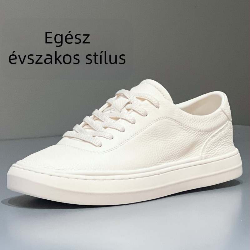 Férfi fehér bőrcipő perforált felsőréteggel, légáteresztő és könnyű