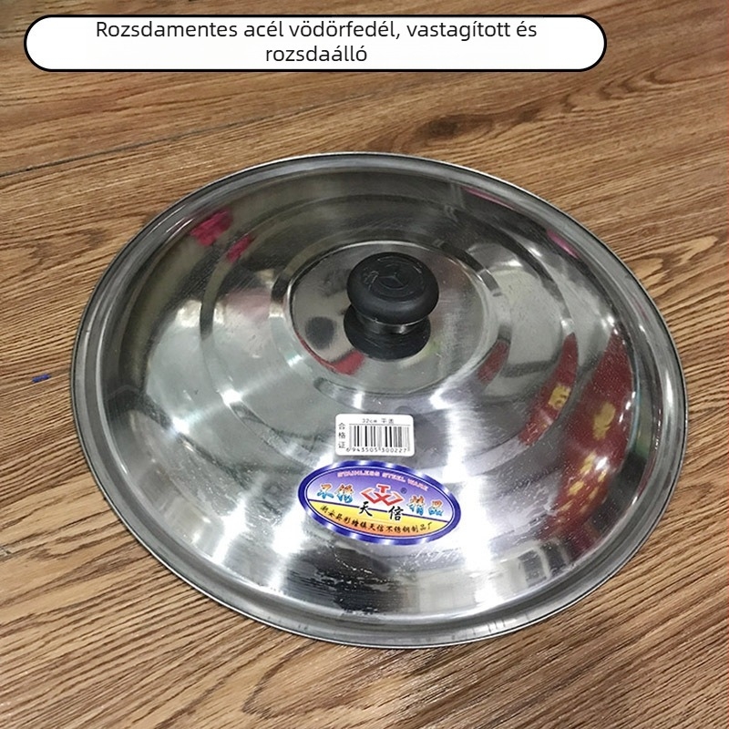 Vastagított rozsdamentes acél fedél edényekhez és wokokhoz, kör alakú lapos fedél vödrökhöz, nagy méret