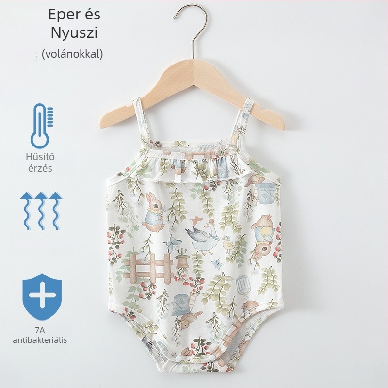 Nyári bébi overál vékony, 100% pamut, vállpántokkal, lélegző