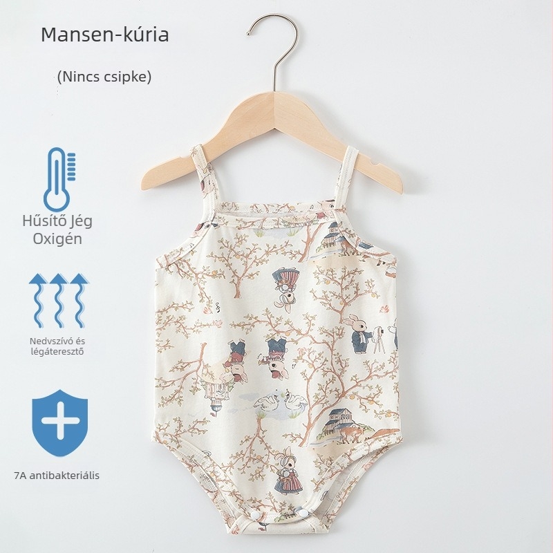 Nyári bébi overál vékony, 100% pamut, vállpántokkal, lélegző