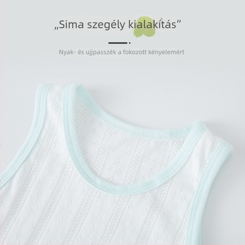 Nyári két részes babaszett: ujjatlan felső és rövidnadrág, pamut, lélegző hálós anyag, 1–3 éveseknek (80–100 cm)