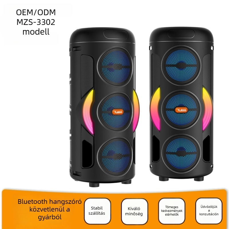 MZS-3302 RGB Bluetooth hangszóró, 3 colos, hordozható kültéri hangszóró