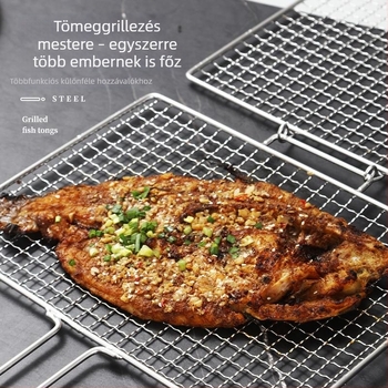 Grillhalhoz halháló csipesz, rozsdamentes acél 304, alapvető BBQ eszköz