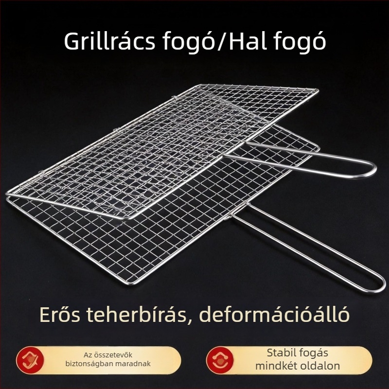 Grillhalhoz halháló csipesz, rozsdamentes acél 304, alapvető BBQ eszköz