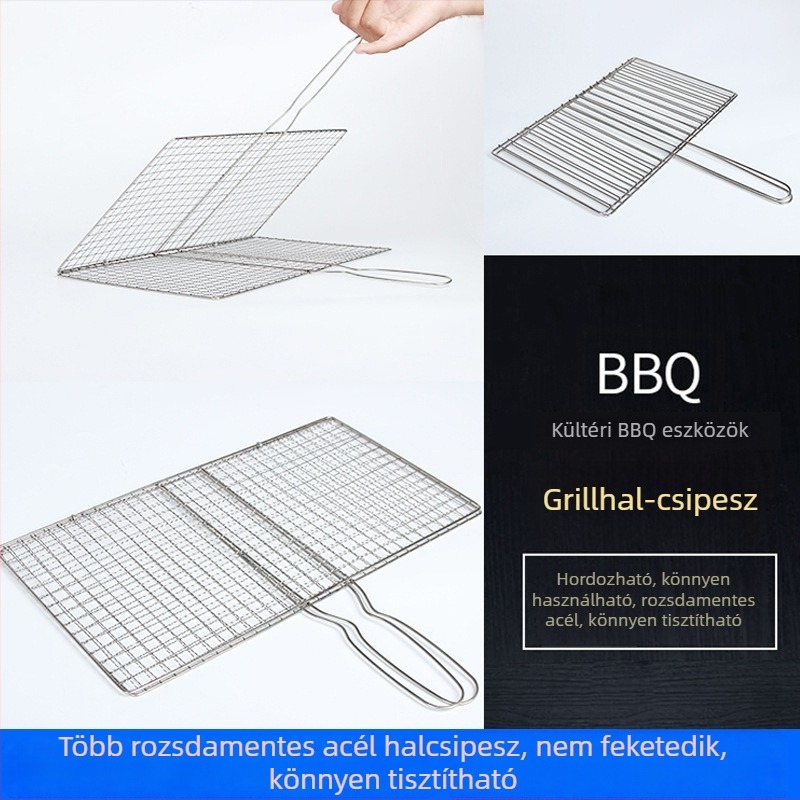 Love the Best elektroplatt grill klipek rozsdamentes acélból – hal, zöldség és hús klippek, burger klip és grill háló