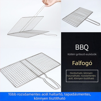 Rozsdamentes acél grillklippek halhoz, zöldségekhez és húsokhoz; elektroplattázott grillszerszám
