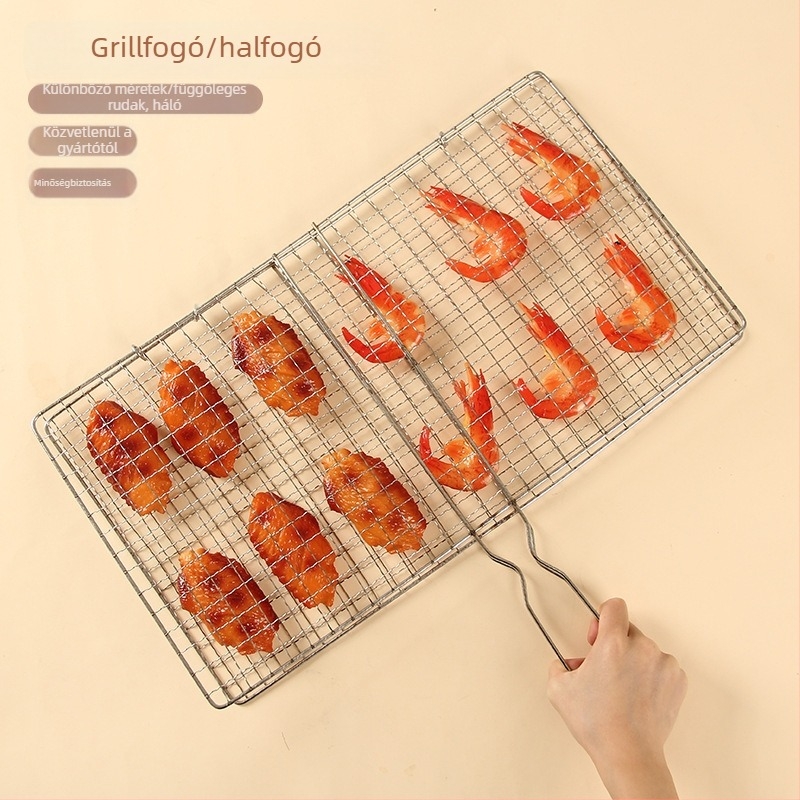 Rozsdamentes acél grillklippek halhoz, zöldségekhez és húsokhoz; elektroplattázott grillszerszám
