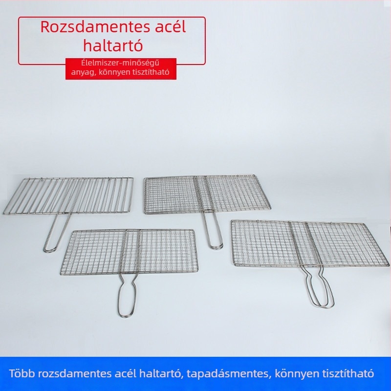 Rozsdamentes acél grillklippek halhoz, zöldségekhez és húsokhoz; elektroplattázott grillszerszám