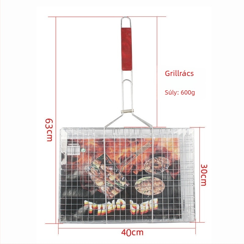 Barbecue grill klipek készlet – hal klipek, kenyér klipek és hamburger klipek, négyszögletes vas grill eszközök