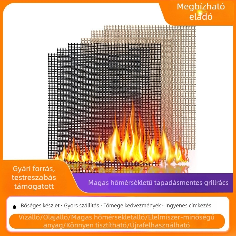 Teflonos grillháló, magas hőállóságú és tapadásmentes