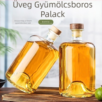 750 ml üveg gyümölcsborhoz és gyümölcsléhez, üres borosüveg dugóval