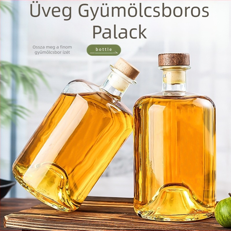 750 ml üveg gyümölcsborhoz és gyümölcsléhez, üres borosüveg dugóval