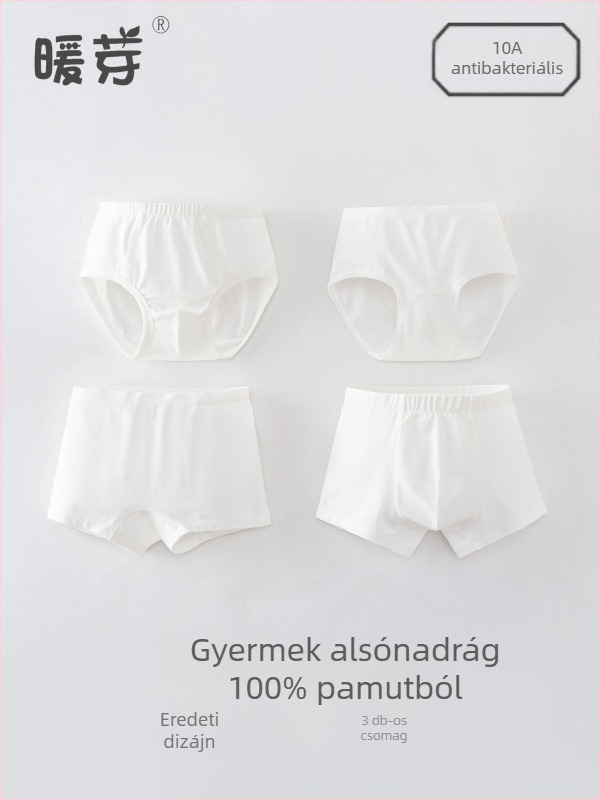 Gyerekek fehér pamut boxerek, unisex, osztály A, 3-8 év