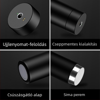 Intelligens ujjlenyomatú termosz pohár zárható fedéllel, kerámia belsővel, szigetelt utazó pohár autóhoz