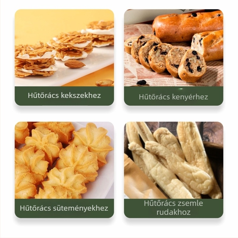 Többszintes tapadásmentes sütő- és grillrács kenyérhez, süteményekhez és nassolnivalókhoz