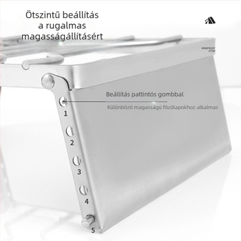 Szélvédett kemping fazéktartó rozsdamentes acélból — hordozható tűzhely- és grillsütő állvány