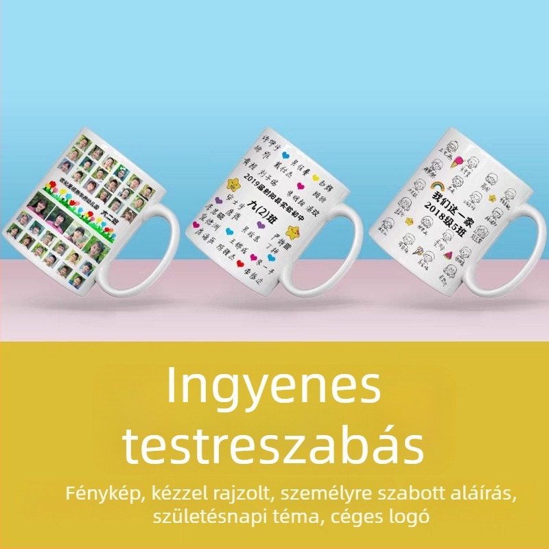 Gyerekeknek szóló ballagási kerámia bögre, gyermek által festett Avatarral — emlékajándék óvodának és általános iskolának