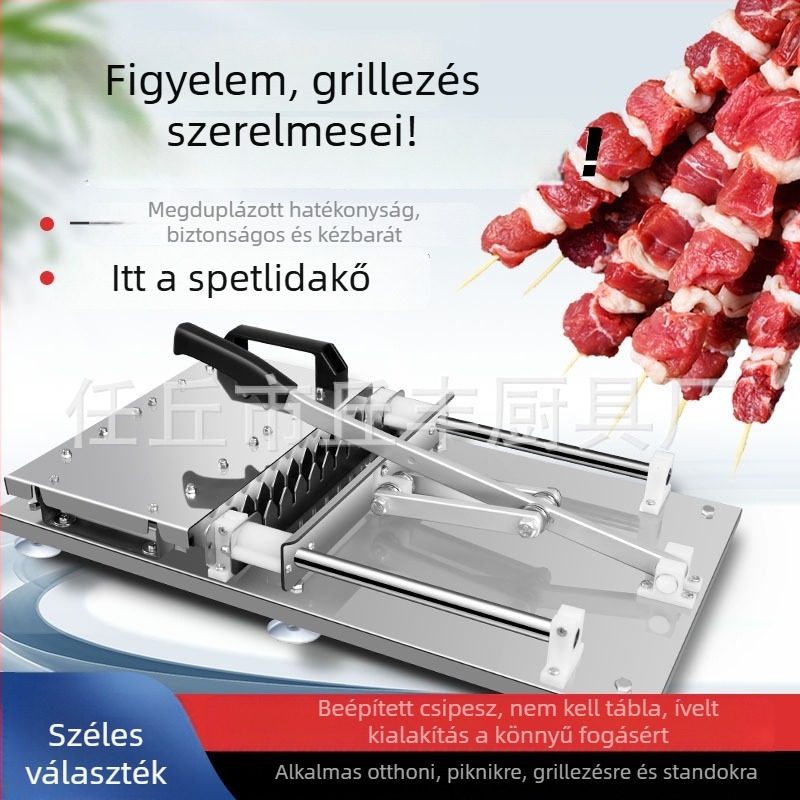 Rozsdamentes acél BBQ nyárs behúzó gép bárányhúshoz, kereskedelmi használatra